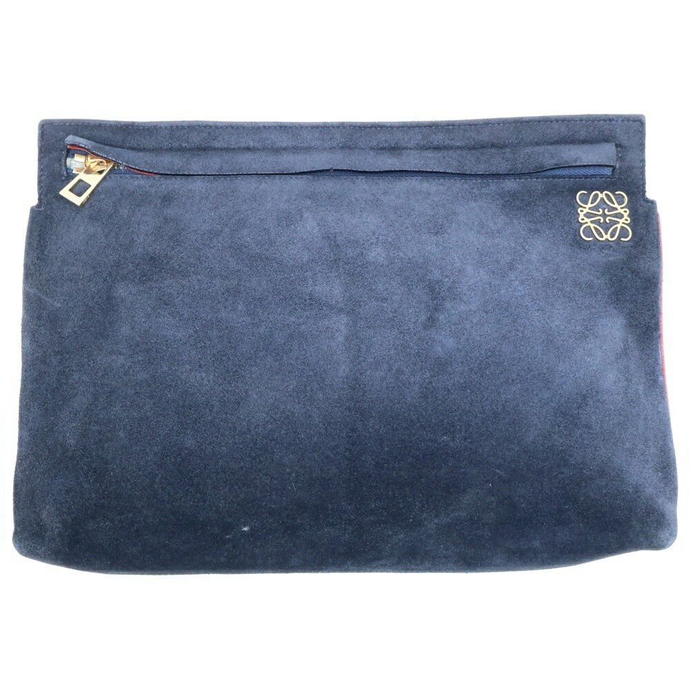 LOEWE Clutch Bag Second Bag Anagram Leather Black Authentic