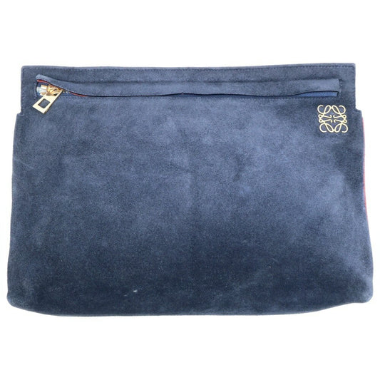 LOEWE Clutch Bag Second Bag Anagram Leather Black Authentic