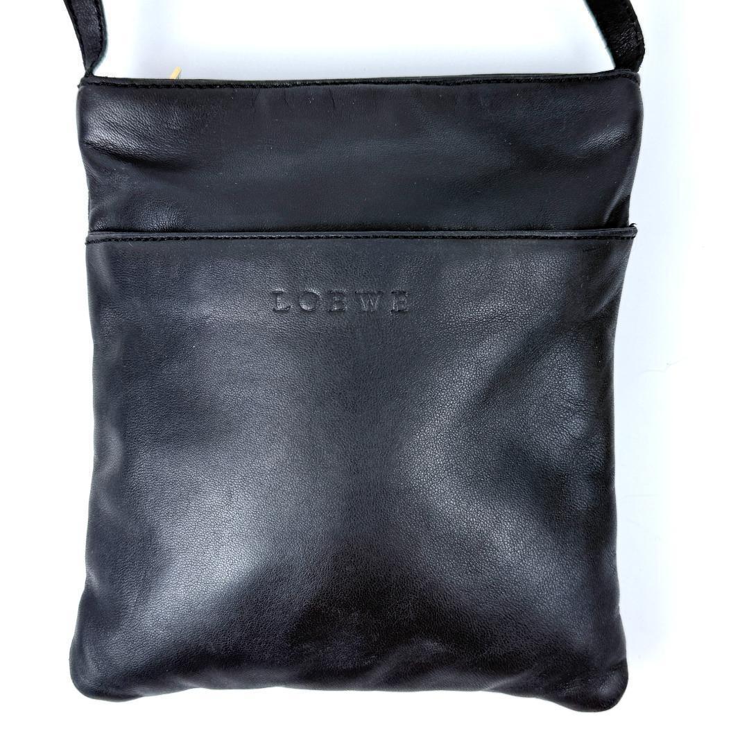 LOEWE Smartphone Shoulder Mini Bag Purse Logo Leather Black Authentic