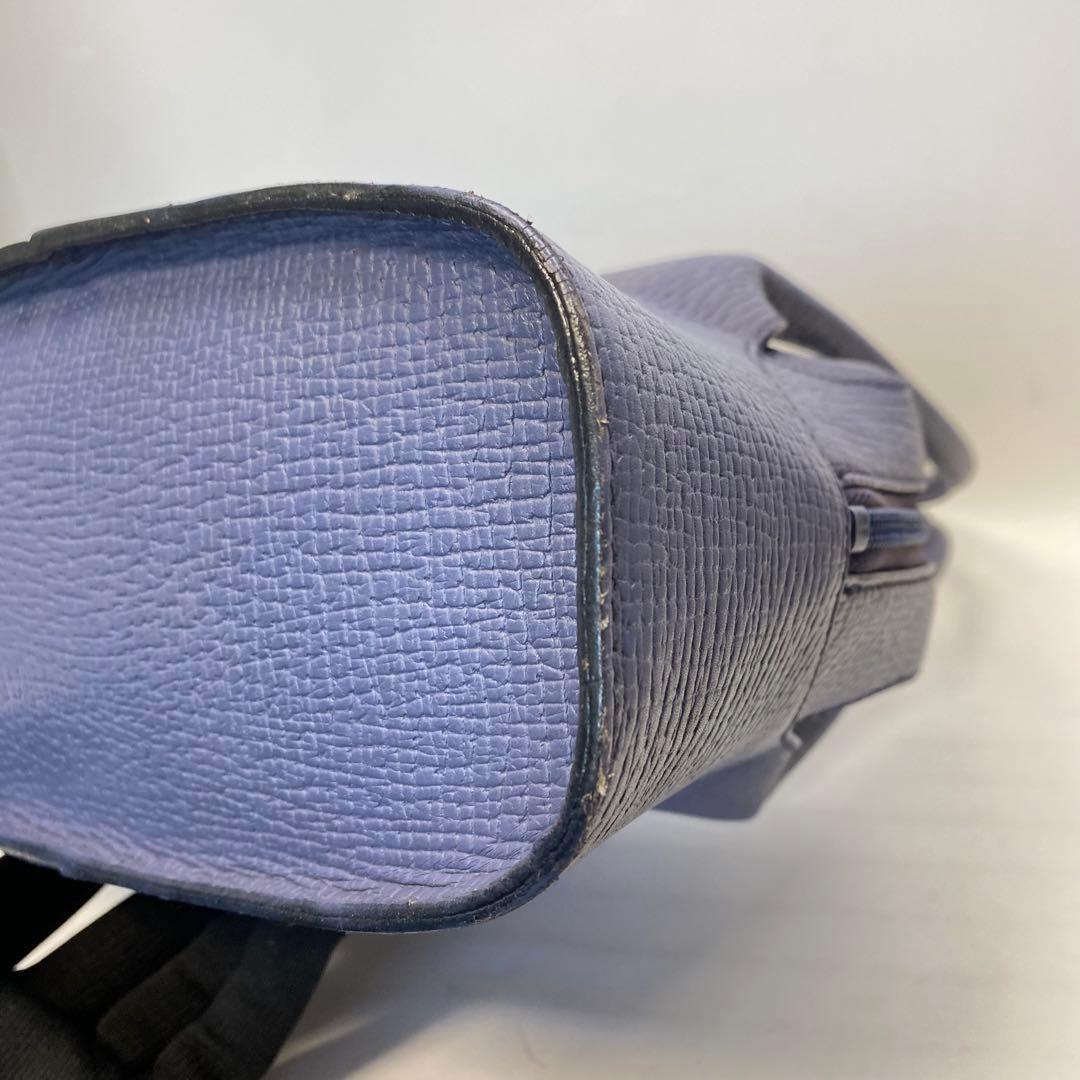 LOEWE Hand Bag Tote Purse Logo Leather Blue Purple Authentic