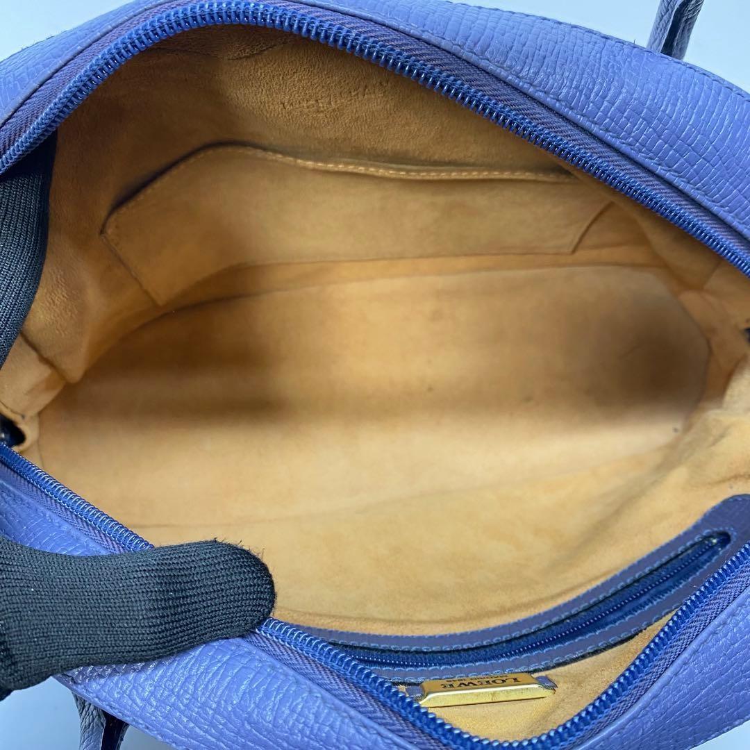 LOEWE Hand Bag Tote Purse Logo Leather Blue Purple Authentic