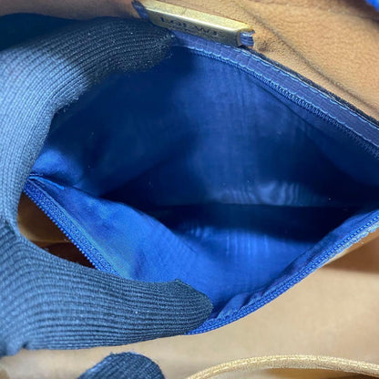 LOEWE Hand Bag Tote Purse Logo Leather Blue Purple Authentic