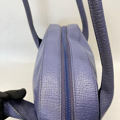 LOEWE Hand Bag Tote Purse Logo Leather Blue Purple Authentic