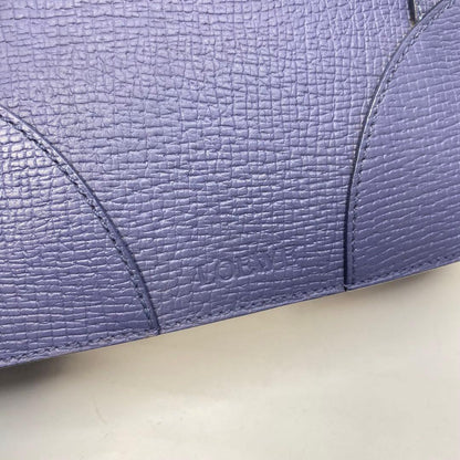 LOEWE Hand Bag Tote Purse Logo Leather Blue Purple Authentic