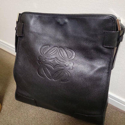 LOEWE Shoulder Bag Purse Anagram Leather Black Authentic