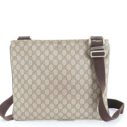 GUCCI Shoulder Bag Purse GG Supreme Leather Coated Canvas Brown Authentic