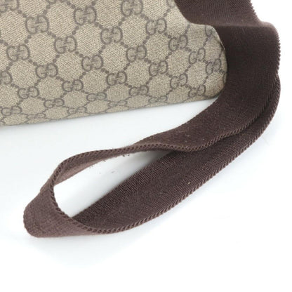 GUCCI Shoulder Bag Purse GG Supreme Leather Coated Canvas Brown Authentic