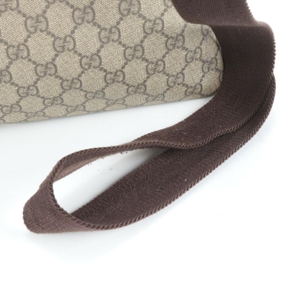 GUCCI Shoulder Bag Purse GG Supreme Leather Coated Canvas Brown Authentic