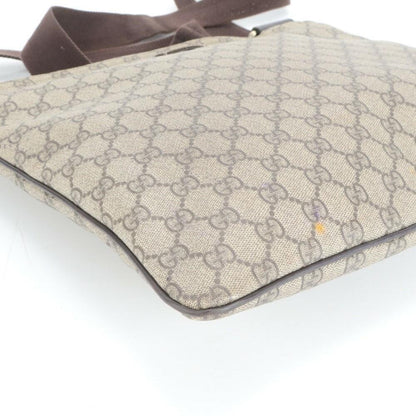 GUCCI Shoulder Bag Purse GG Supreme Leather Coated Canvas Brown Authentic