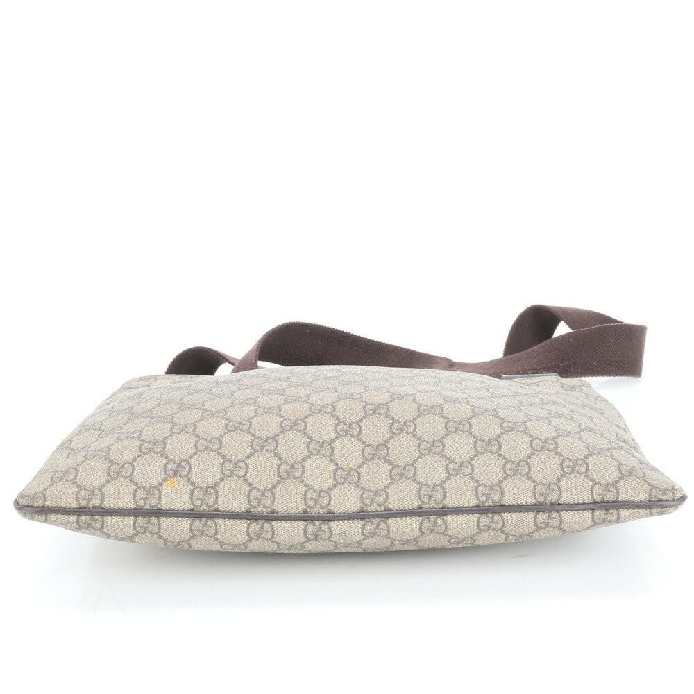 GUCCI Shoulder Bag Purse GG Supreme Leather Coated Canvas Brown Authentic