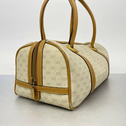 GUCCI Hand Bag Tote Purse Micro GG PVC Beige Authentic
