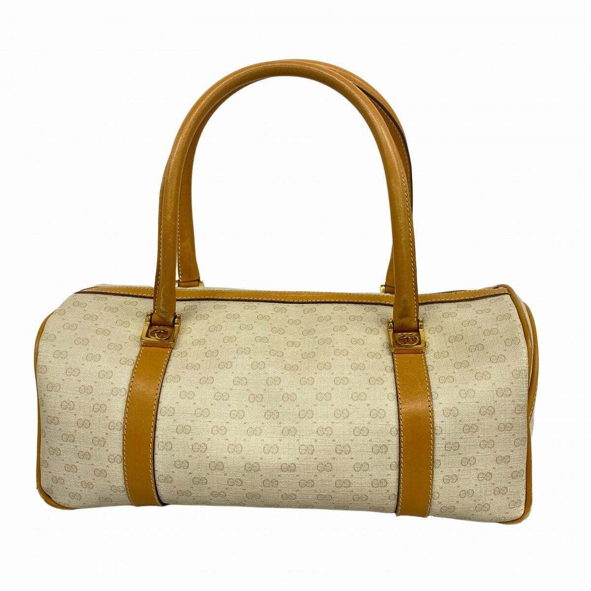 GUCCI Hand Bag Tote Purse Micro GG PVC Beige Authentic