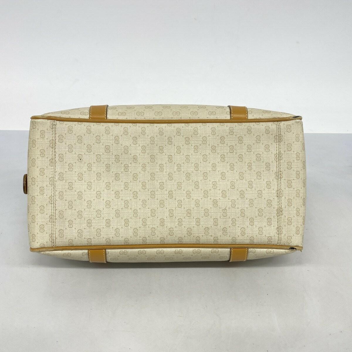 GUCCI Hand Bag Tote Purse Micro GG PVC Beige Authentic