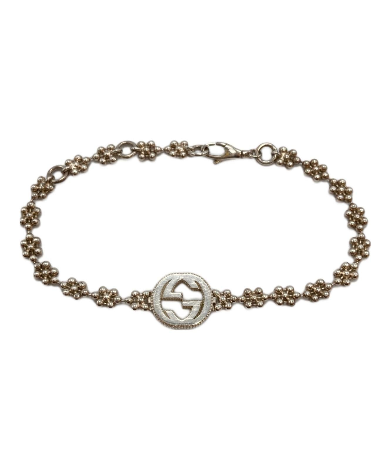 GUCCI Bracelet Bangle Interlocking G Silver 925 Women Accessory Authentic