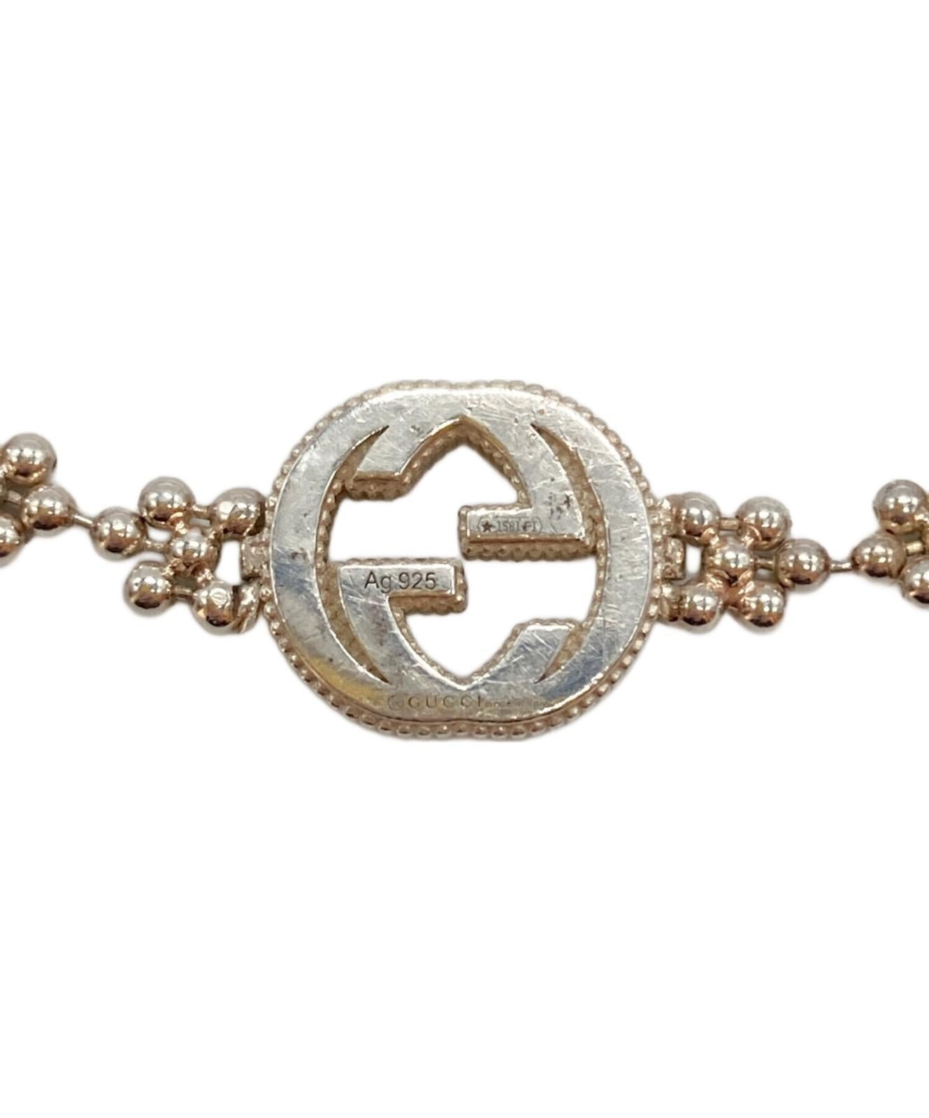 GUCCI Bracelet Bangle Interlocking G Silver 925 Women Accessory Authentic