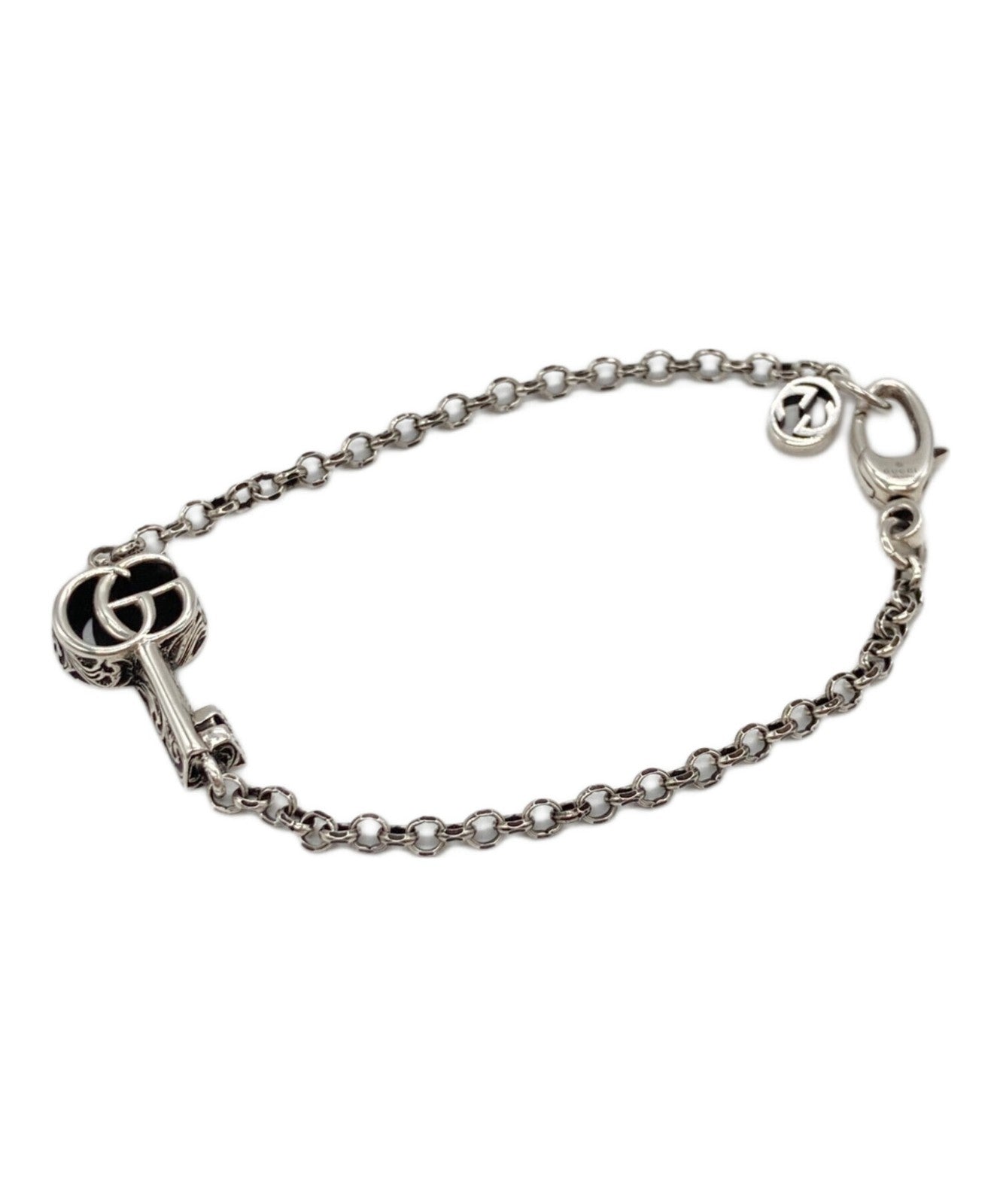 GUCCI Bracelet Bangle Double G key charm Silver Unisex Accessory Authentic
