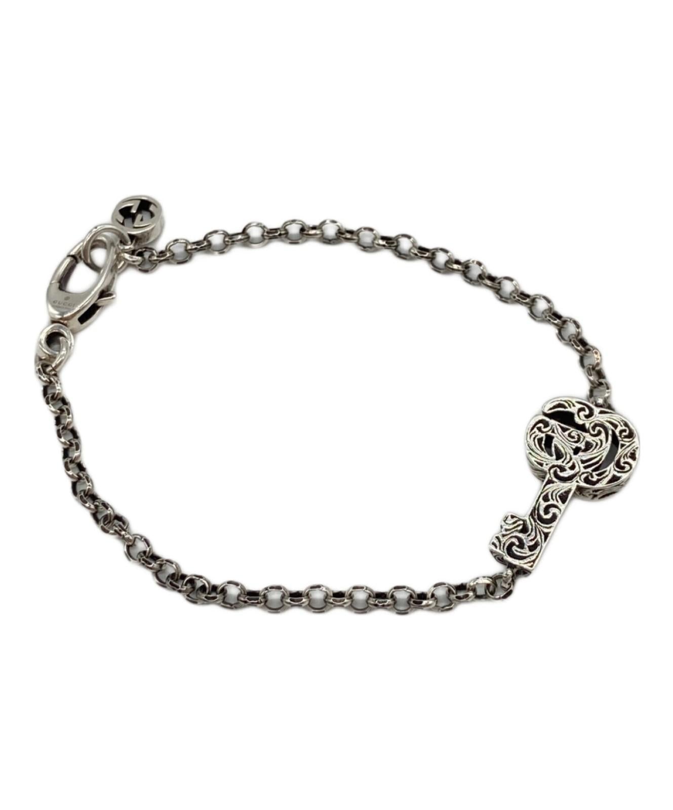 GUCCI Bracelet Bangle Double G key charm Silver Unisex Accessory Authentic