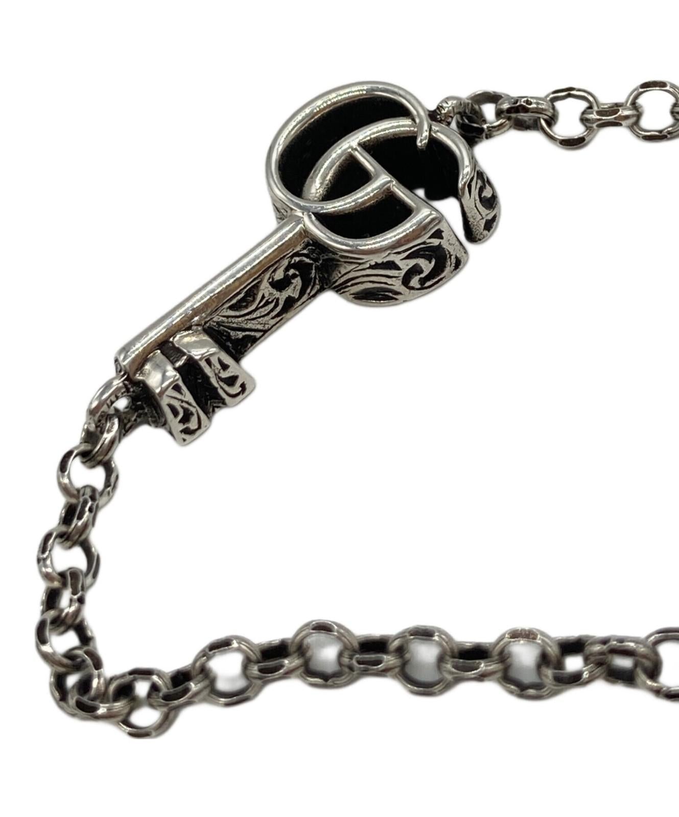 GUCCI Bracelet Bangle Double G key charm Silver Unisex Accessory Authentic