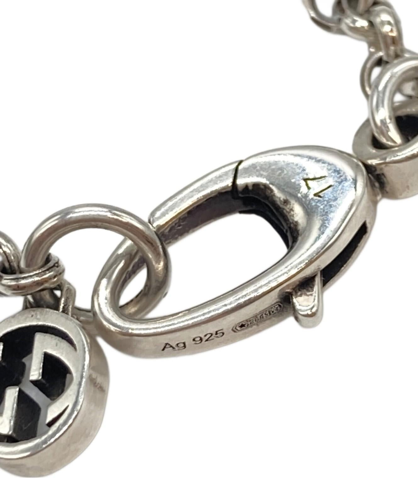 GUCCI Bracelet Bangle Double G key charm Silver Unisex Accessory Authentic