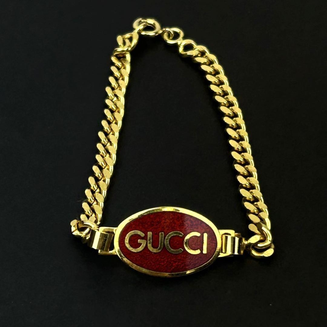 GUCCI Bracelet Bangle Old Logo Gold Women Accessory Authentic
