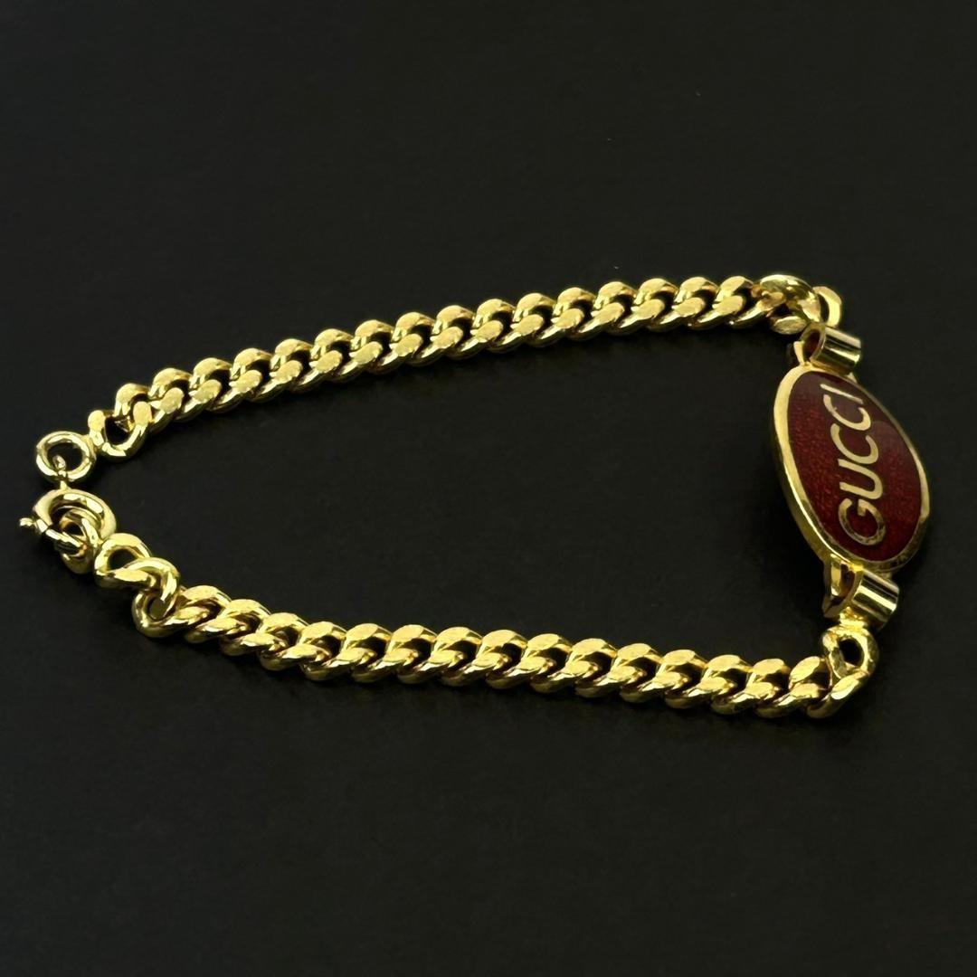 GUCCI Bracelet Bangle Old Logo Gold Women Accessory Authentic