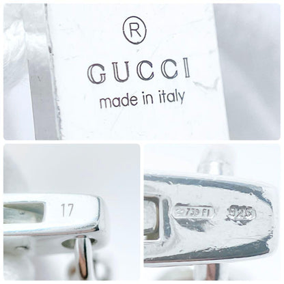 GUCCI Bracelet Bangle logo plate Silver 925 Women Accessory Authentic
