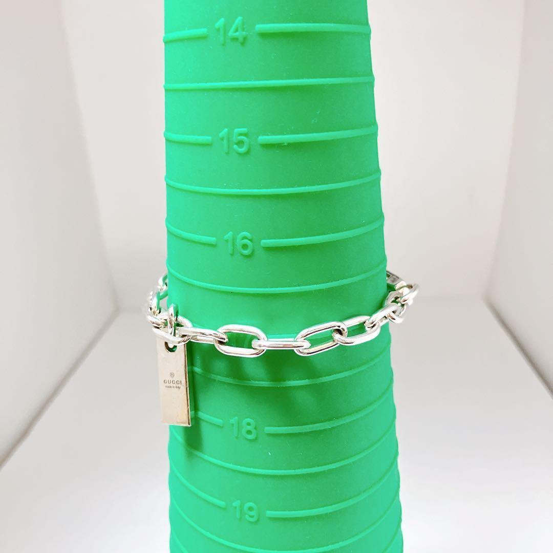 GUCCI Bracelet Bangle logo plate Silver 925 Women Accessory Authentic