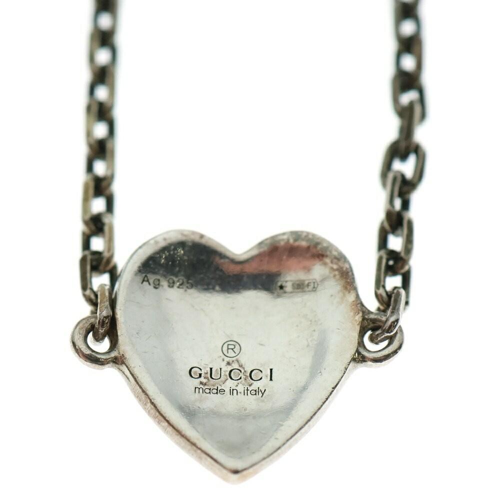 GUCCI Bracelet Bangle Interlocking G Heart Red Silver 925 Women Accessory Auth