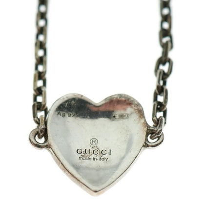 GUCCI Bracelet Bangle Interlocking G Heart Red Silver 925 Women Accessory Auth