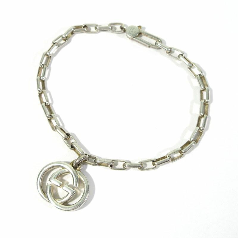GUCCI Bracelet Bangle Interlocking G Silver 925 Men Accessory Authentic