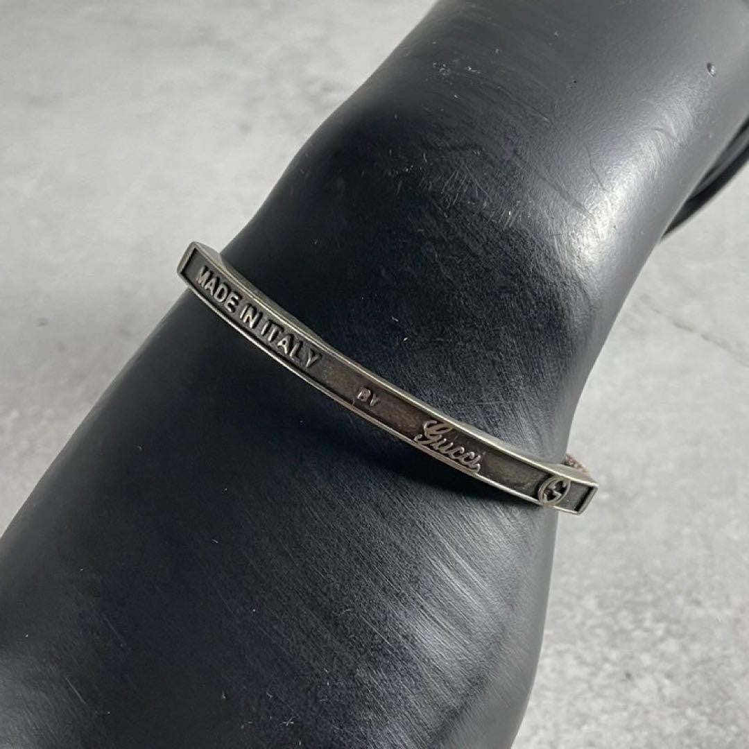 GUCCI Bracelet Bangle Interlocking GG Silver Ag925 Men Accessory Authentic