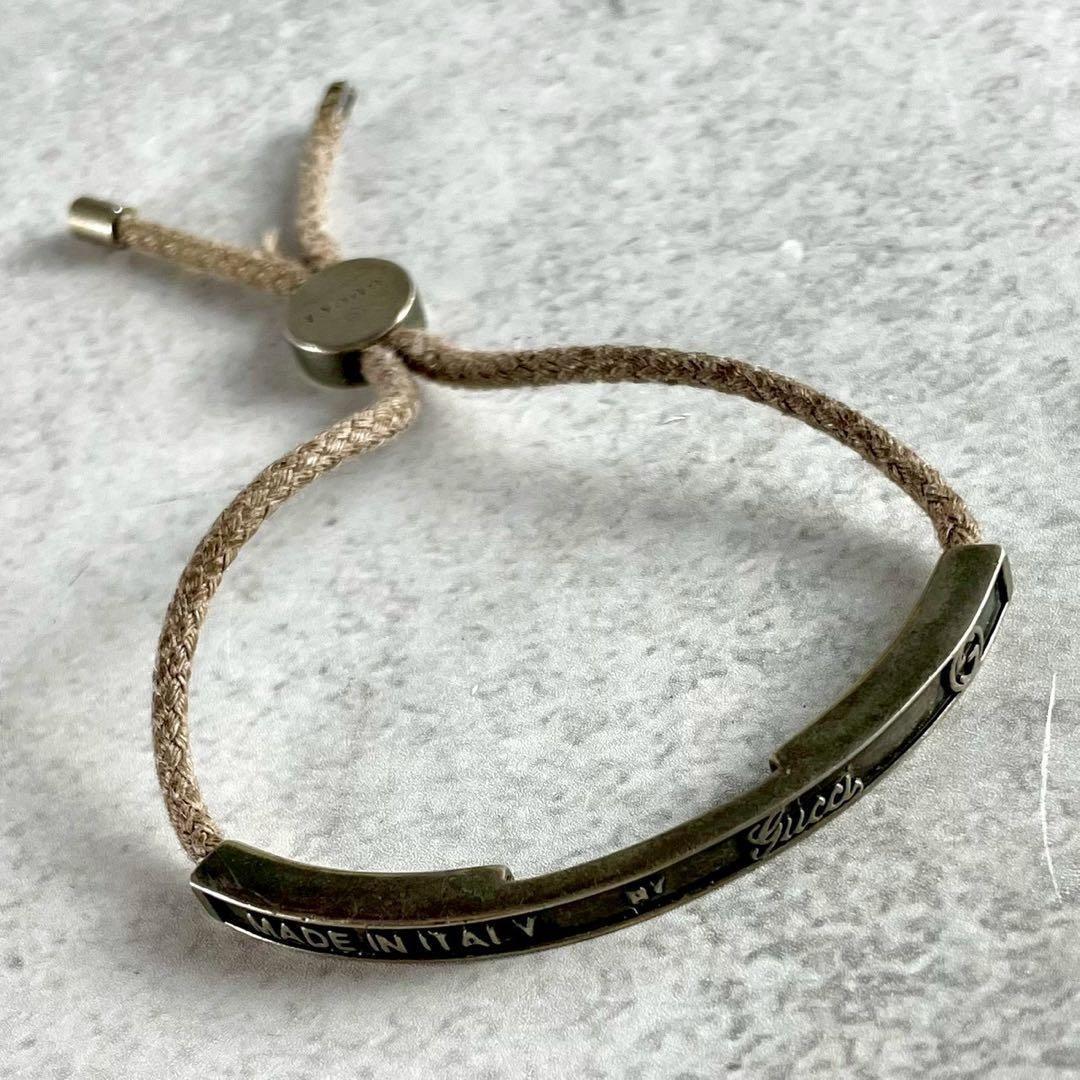 GUCCI Bracelet Bangle Interlocking GG Silver Ag925 Men Accessory Authentic