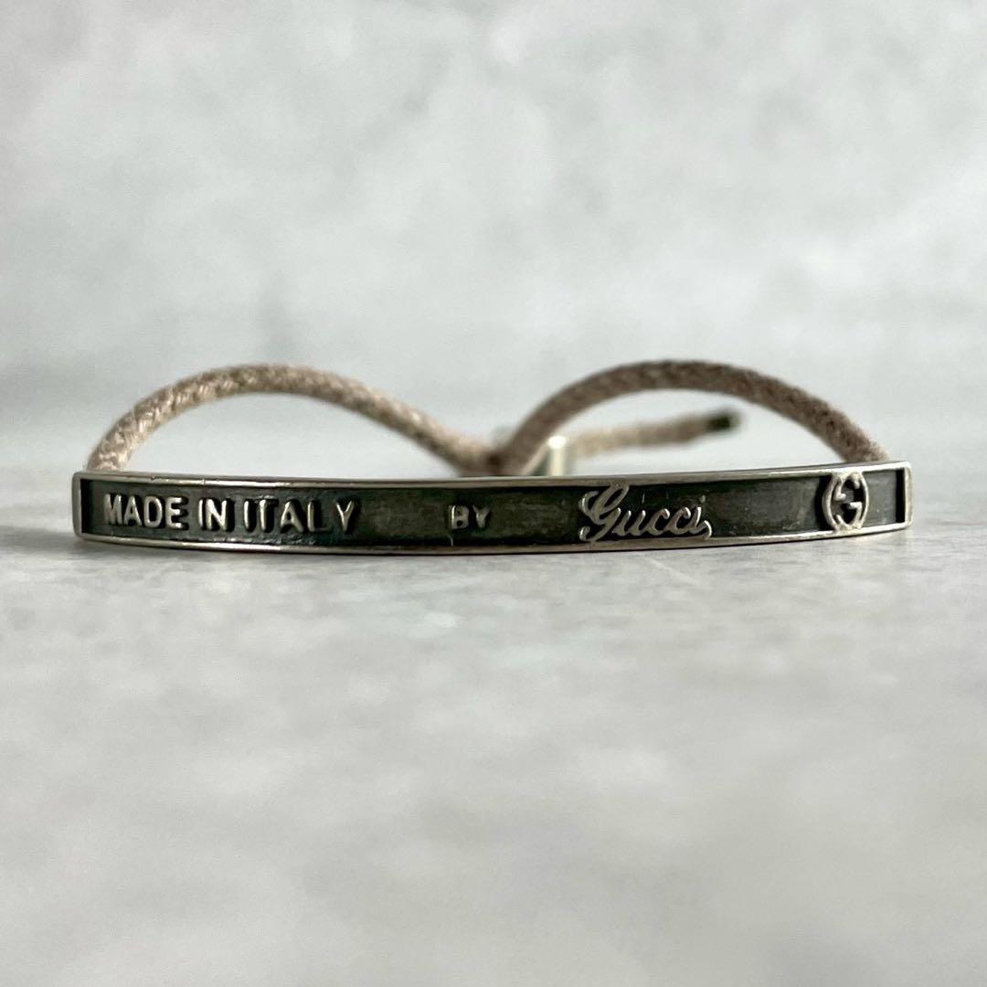 GUCCI Bracelet Bangle Interlocking GG Silver Ag925 Men Accessory Authentic