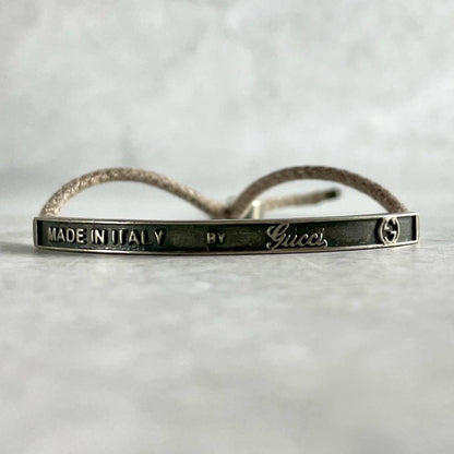 GUCCI Bracelet Bangle Interlocking GG Silver Ag925 Men Accessory Authentic