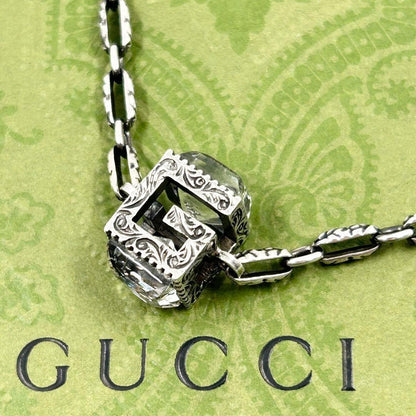 GUCCI Bracelet Bangle Arabesque Square G Cube Silver Ag925 Men Accessory Auth