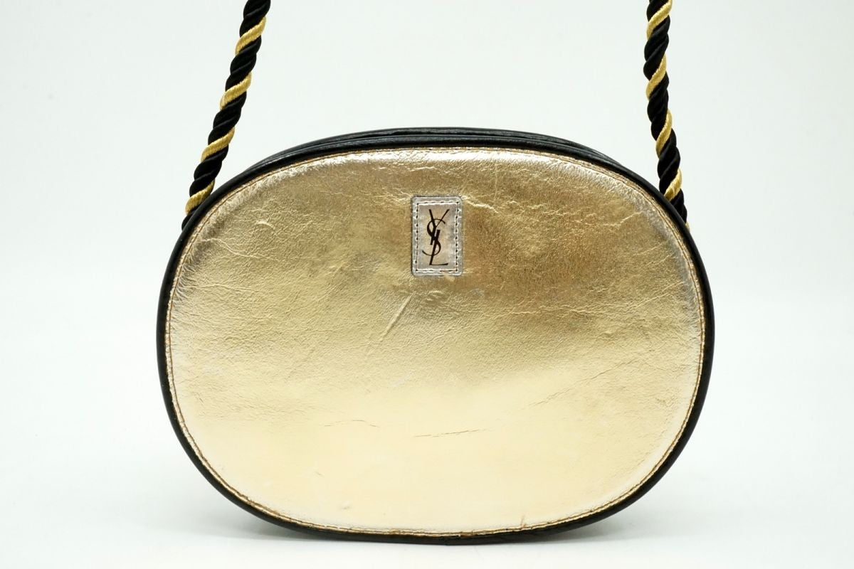Saint Laurent Mini Shoulder Bag Purse YSL Cassandra Leather Gold Authentic