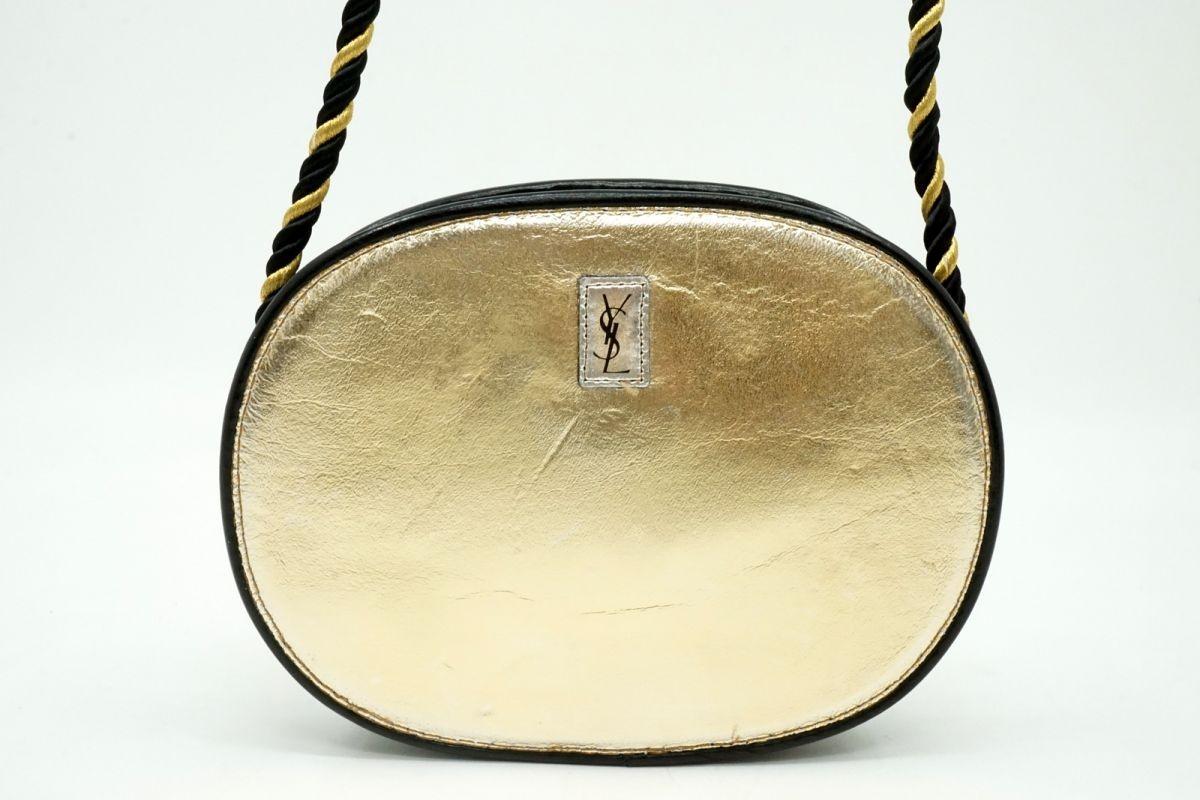 Saint Laurent Mini Shoulder Bag Purse YSL Cassandra Leather Gold Authentic
