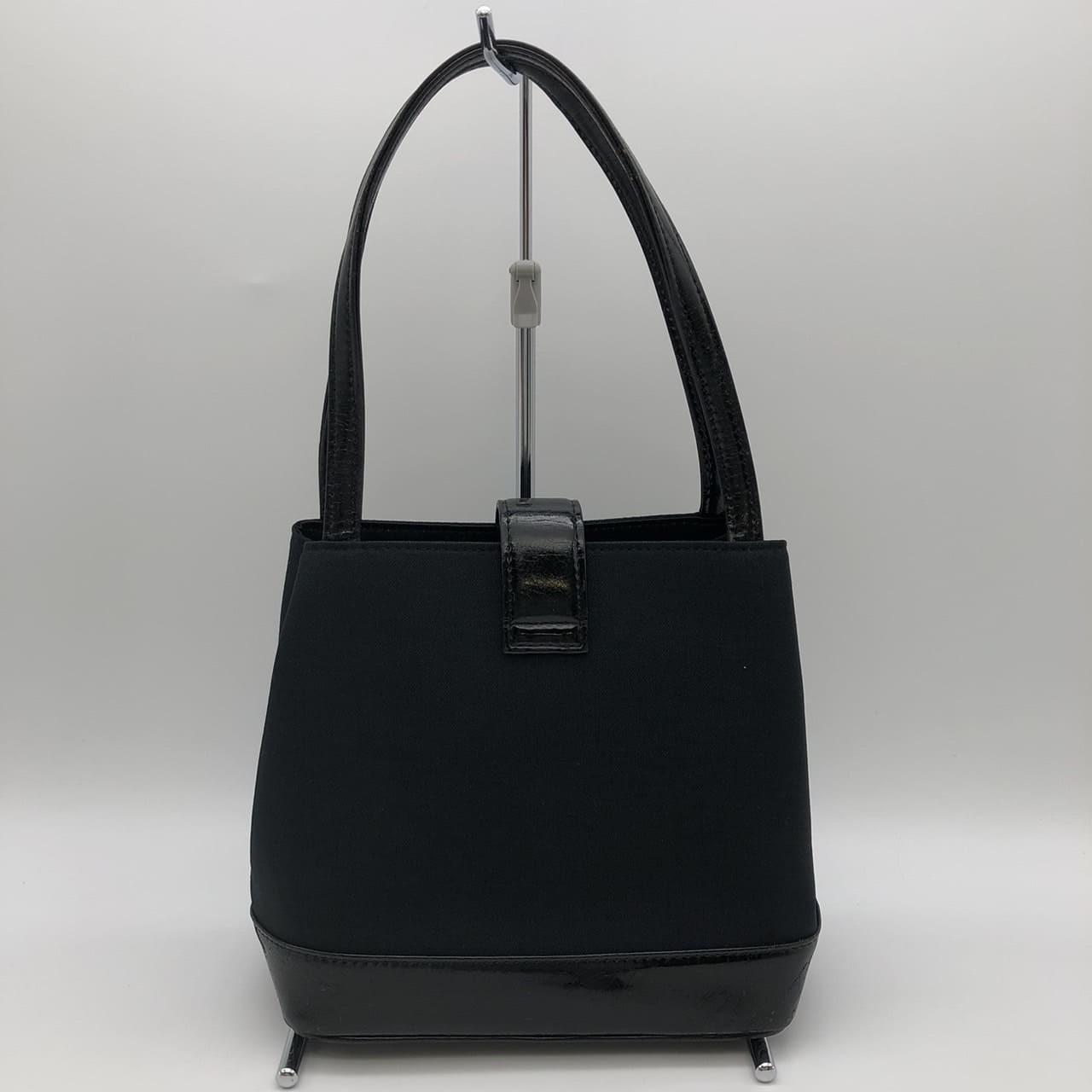 Saint Laurent Hand Bag Tote Purse Nylon Canvas Black Authentic