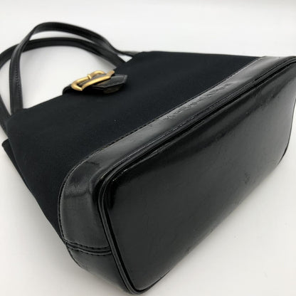 Saint Laurent Hand Bag Tote Purse Nylon Canvas Black Authentic