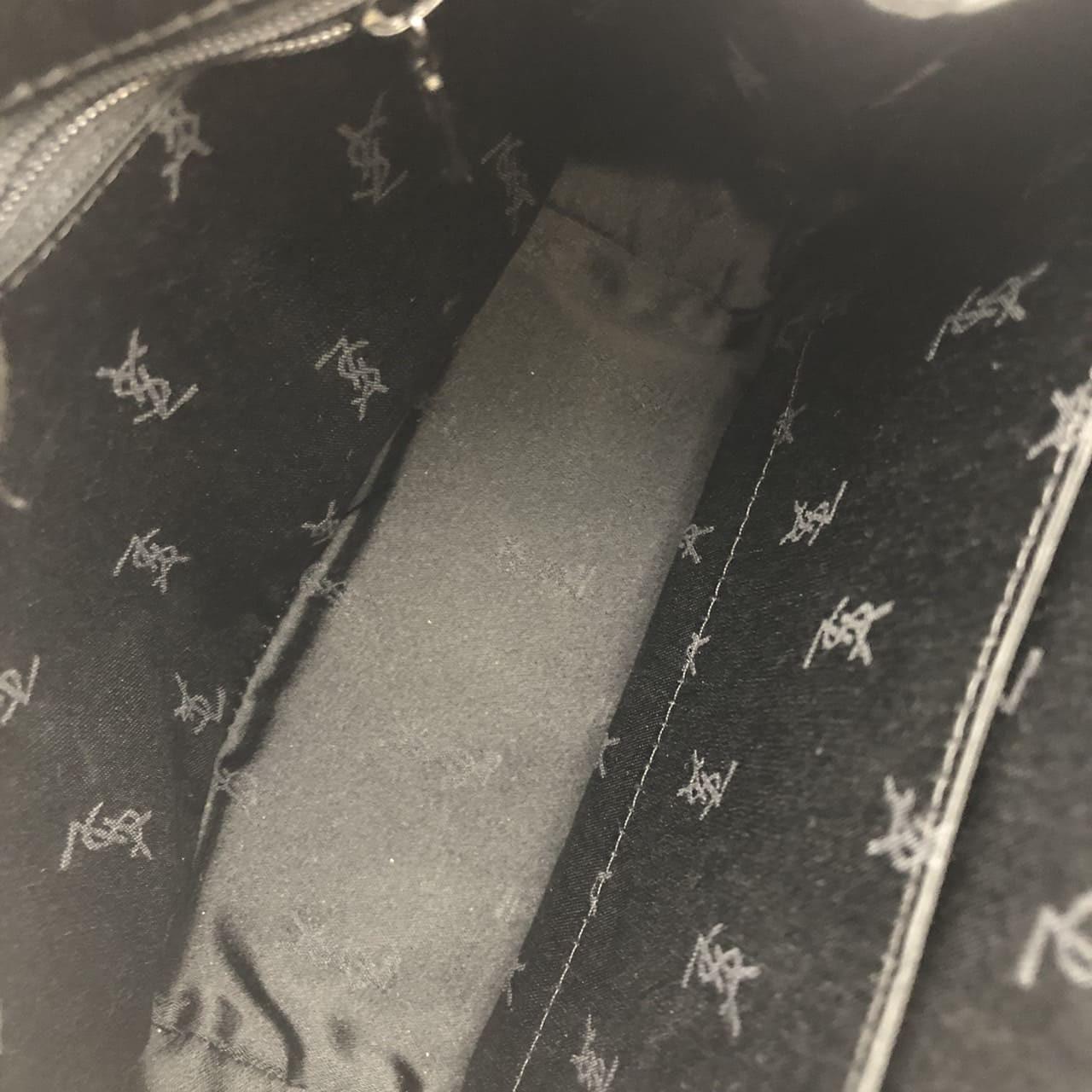 Saint Laurent Hand Bag Tote Purse Nylon Canvas Black Authentic