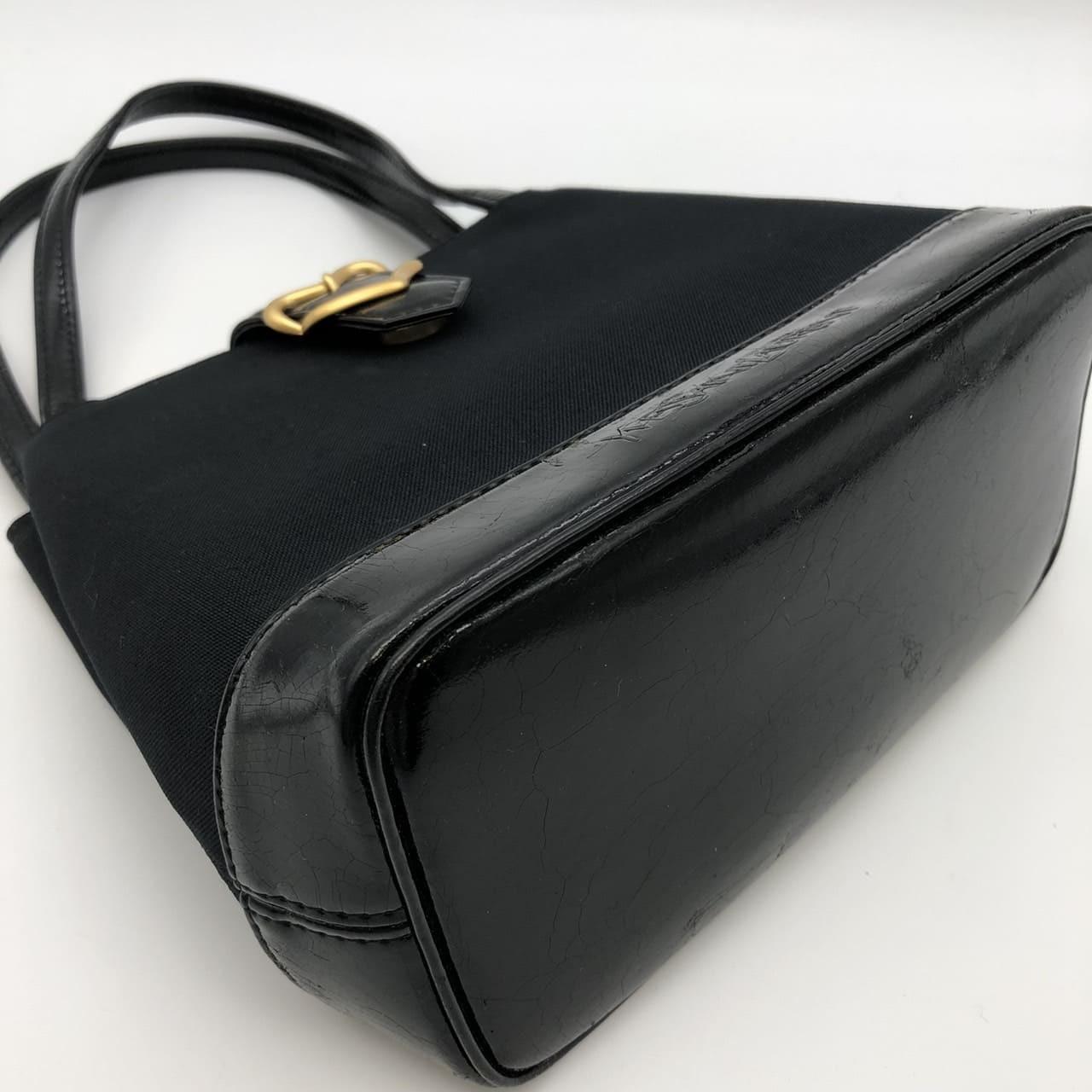 Saint Laurent Hand Bag Tote Purse Nylon Canvas Black Authentic