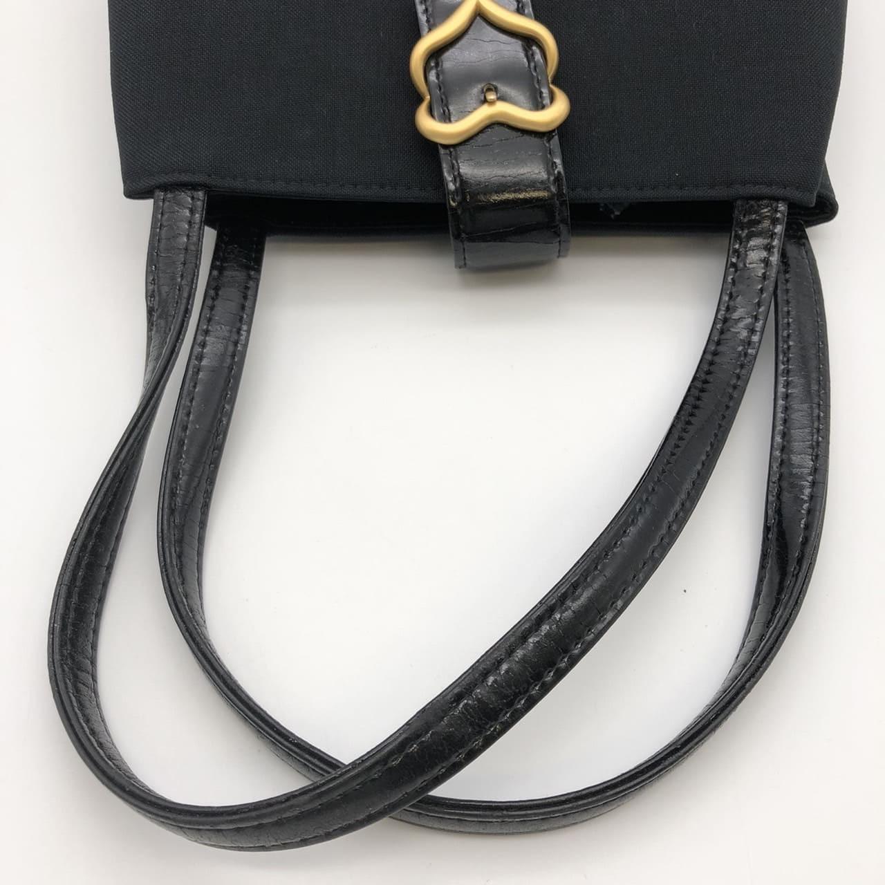 Saint Laurent Hand Bag Tote Purse Nylon Canvas Black Authentic