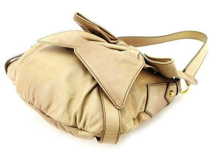 Saint Laurent Shoulder Bag Purse Ribbon Beige Authentic