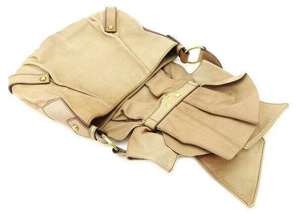 Saint Laurent Shoulder Bag Purse Ribbon Beige Authentic