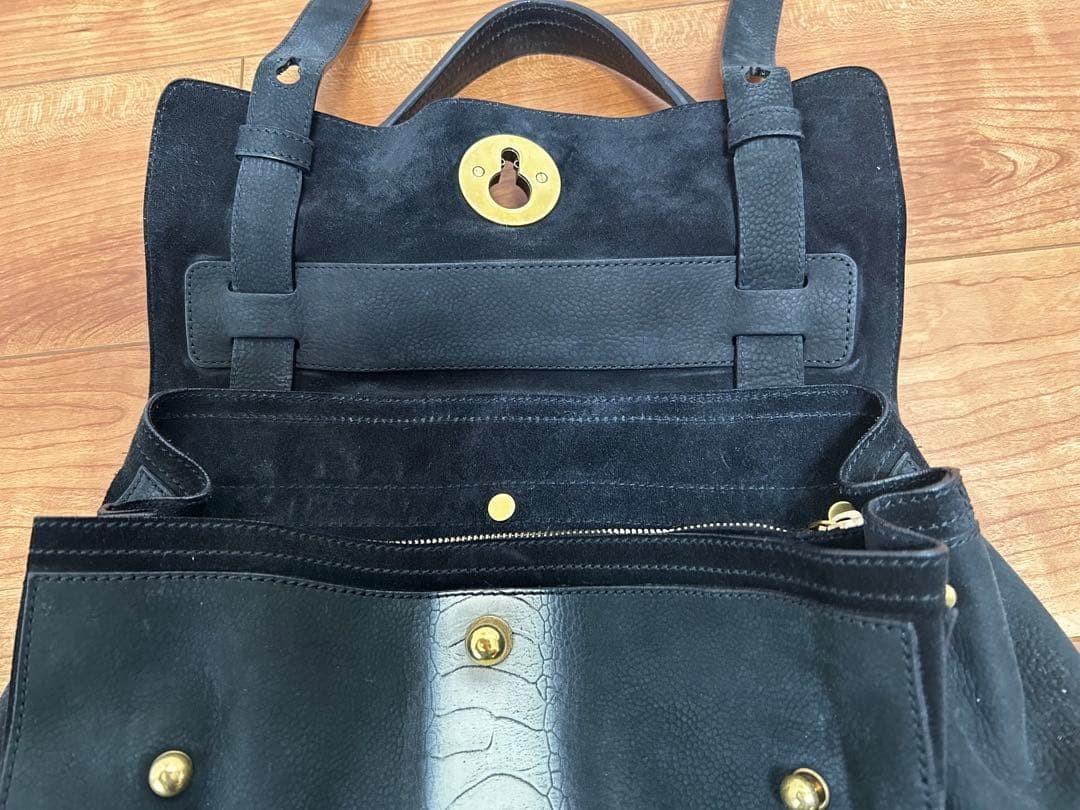 Saint Laurent Hand Bag Tote Purse Muse Toe Suede Leather Black Authentic