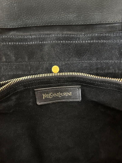 Saint Laurent Hand Bag Tote Purse Muse Toe Suede Leather Black Authentic