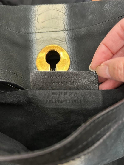 Saint Laurent Hand Bag Tote Purse Muse Toe Suede Leather Black Authentic