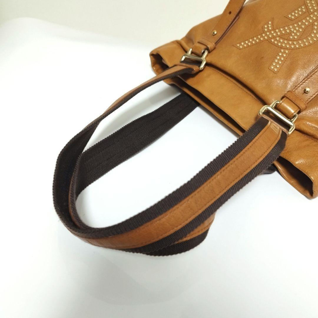 Saint Laurent Hand Bag Tote Purse YSL Cassandra Leather Brown Authentic