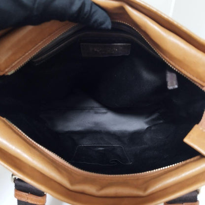 Saint Laurent Hand Bag Tote Purse YSL Cassandra Leather Brown Authentic