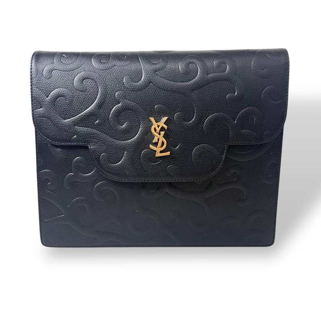 Saint Laurent Shoulder Bag Purse 3way YSL Cassandra Leather Black Authentic